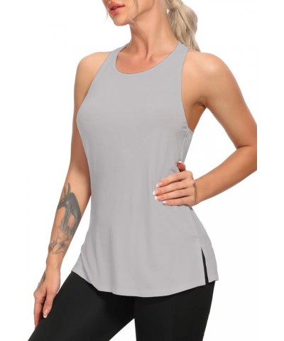 Women Racerback Tank Tops Yoga Workout Clothes Keyhole Muscle Shirt Gym Sports Tanks Gray $9.51 Activewear