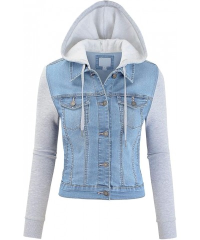 Women Vintage Denim Trucker Jacket W/Long Fleece Sleeve L Denim $22.39 Jackets