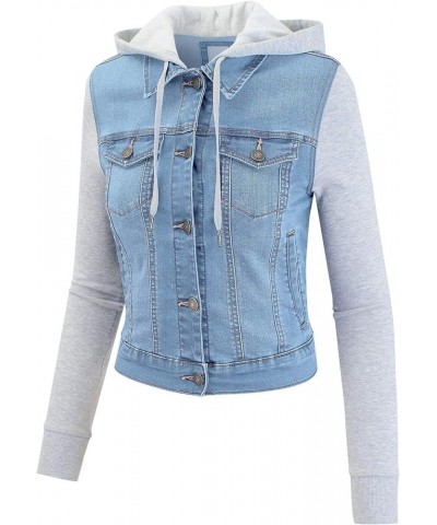 Women Vintage Denim Trucker Jacket W/Long Fleece Sleeve L Denim $22.39 Jackets