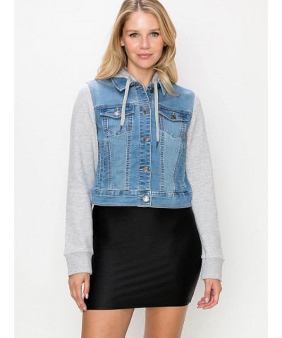 Women Vintage Denim Trucker Jacket W/Long Fleece Sleeve L Denim $22.39 Jackets