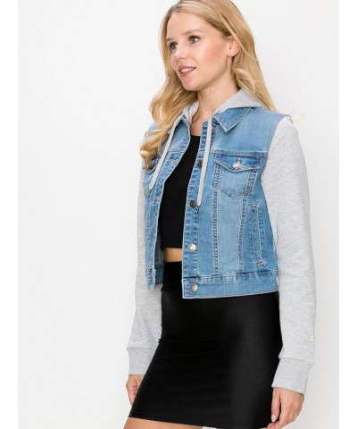 Women Vintage Denim Trucker Jacket W/Long Fleece Sleeve L Denim $22.39 Jackets