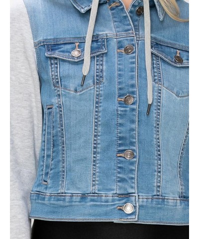 Women Vintage Denim Trucker Jacket W/Long Fleece Sleeve L Denim $22.39 Jackets