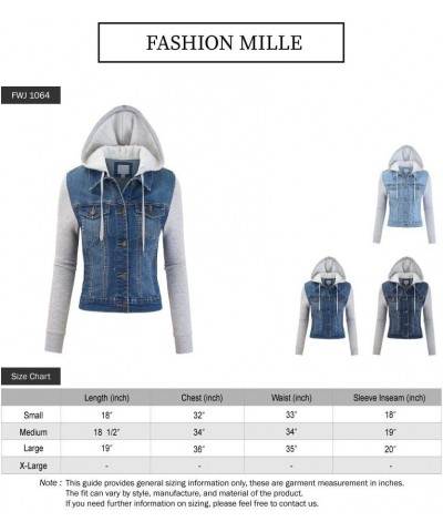 Women Vintage Denim Trucker Jacket W/Long Fleece Sleeve L Denim $22.39 Jackets