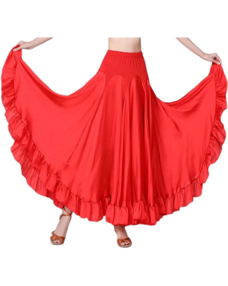 Long Modern Flamenco Waltz Standard Ballroom Dance Fancy Training Skirt 56 Red $26.54 Skirts