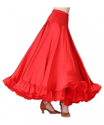 Long Modern Flamenco Waltz Standard Ballroom Dance Fancy Training Skirt 56 Red $26.54 Skirts