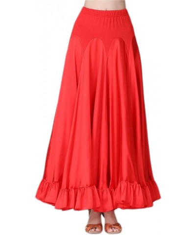 Long Modern Flamenco Waltz Standard Ballroom Dance Fancy Training Skirt 56 Red $26.54 Skirts