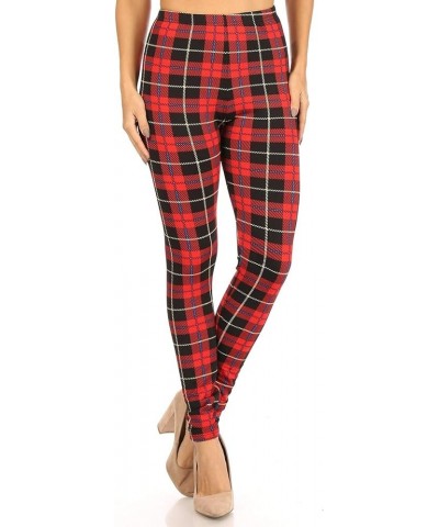 High Waisted Warm Fleece Lined Leggings Women Tights Fleece-Print Holiday Plaid $10.61 Leggings