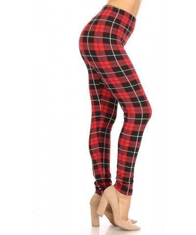 High Waisted Warm Fleece Lined Leggings Women Tights Fleece-Print Holiday Plaid $10.61 Leggings