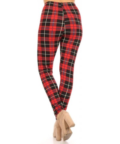 High Waisted Warm Fleece Lined Leggings Women Tights Fleece-Print Holiday Plaid $10.61 Leggings