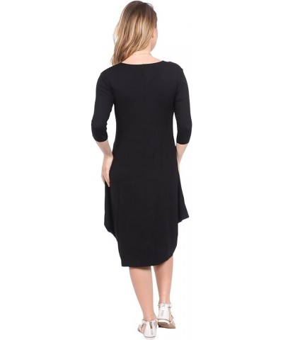 Women's Modest Casual 3-4 Sleeve Flare and Drape Jersey Shift Midi Dress Leaf Tapestry $30.32 Dresses