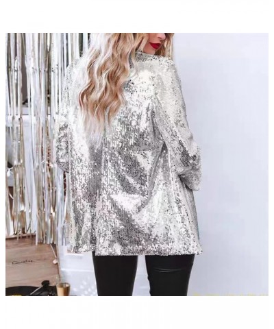 Womens Sequin Blazer Jacket Open Front Long Sleeve Sparkly Glitter Party Cardigan Coat Black $20.15 Blazers