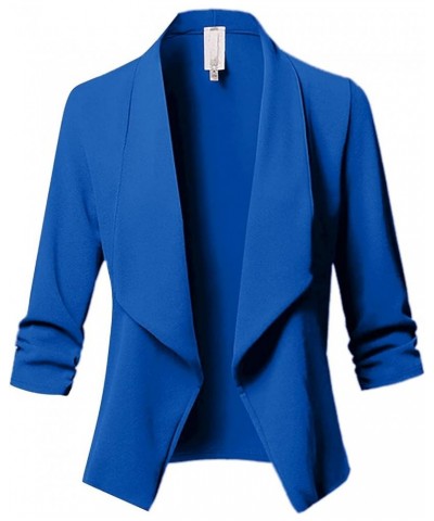 Womens Casual Blazers Open Front 3/4 Sleeve Work Office Jackets Blazer 08blue $9.29 Blazers