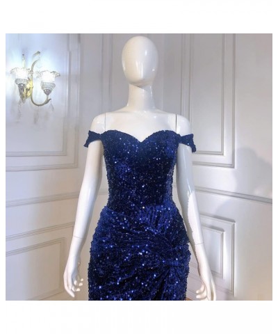 Women's Off Shoulder Mermaid Prom Dresses 2024 Long Sequin Formal Evening Gowns with Slit Royal Blue $45.36 Dresses