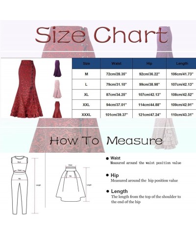 Gothic Skirts Long for Women Plus Size Retro Casual Jacquard Fishtail Skirt Vintage Victorian Pencil Mid Length Skirts Pink $...