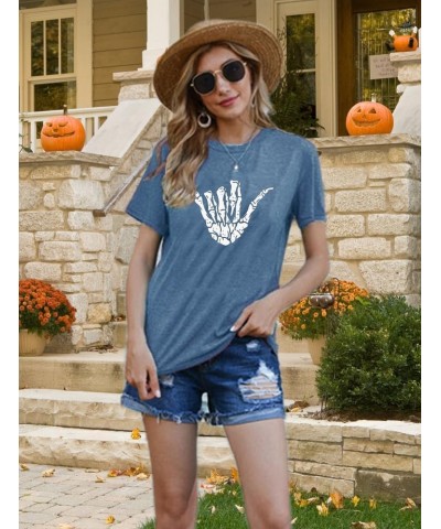 Women Halloween Skeleton Hand Shirt Funny Skull Gothic Graphic Casual Novelty Rock Punk Short Sleeve Muscle Tee Shirts Ink Bl...