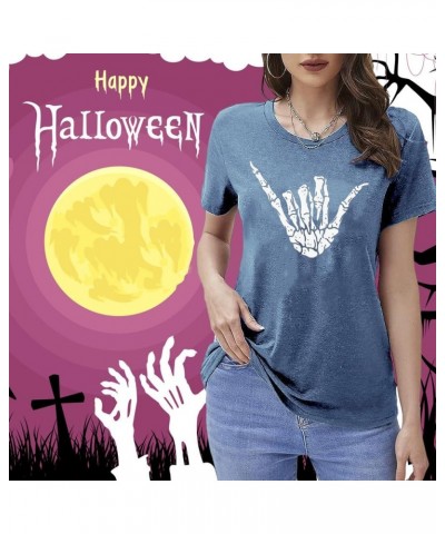 Women Halloween Skeleton Hand Shirt Funny Skull Gothic Graphic Casual Novelty Rock Punk Short Sleeve Muscle Tee Shirts Ink Bl...