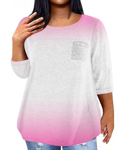 Plus Size 3/4 Sleeve T Shirts Women Fall Tops Party Mask Graphic Loose Fit Fall Winter Clothes Parade Blouse Tshirt 2-pink $5...