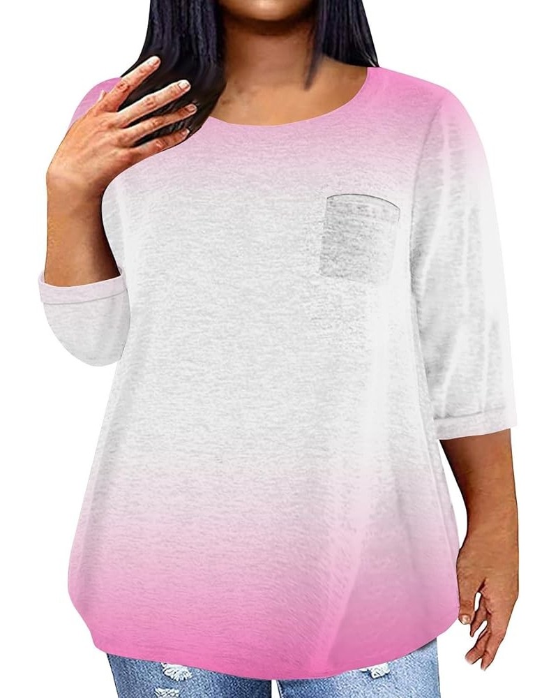 Plus Size 3/4 Sleeve T Shirts Women Fall Tops Party Mask Graphic Loose Fit Fall Winter Clothes Parade Blouse Tshirt 2-pink $5...