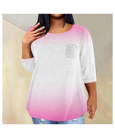 Plus Size 3/4 Sleeve T Shirts Women Fall Tops Party Mask Graphic Loose Fit Fall Winter Clothes Parade Blouse Tshirt 2-pink $5...