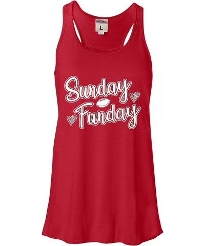 Womens Sunday Funday Cute Football Sleeveless Tank Top T-Shirt Red $10.66 Tanks