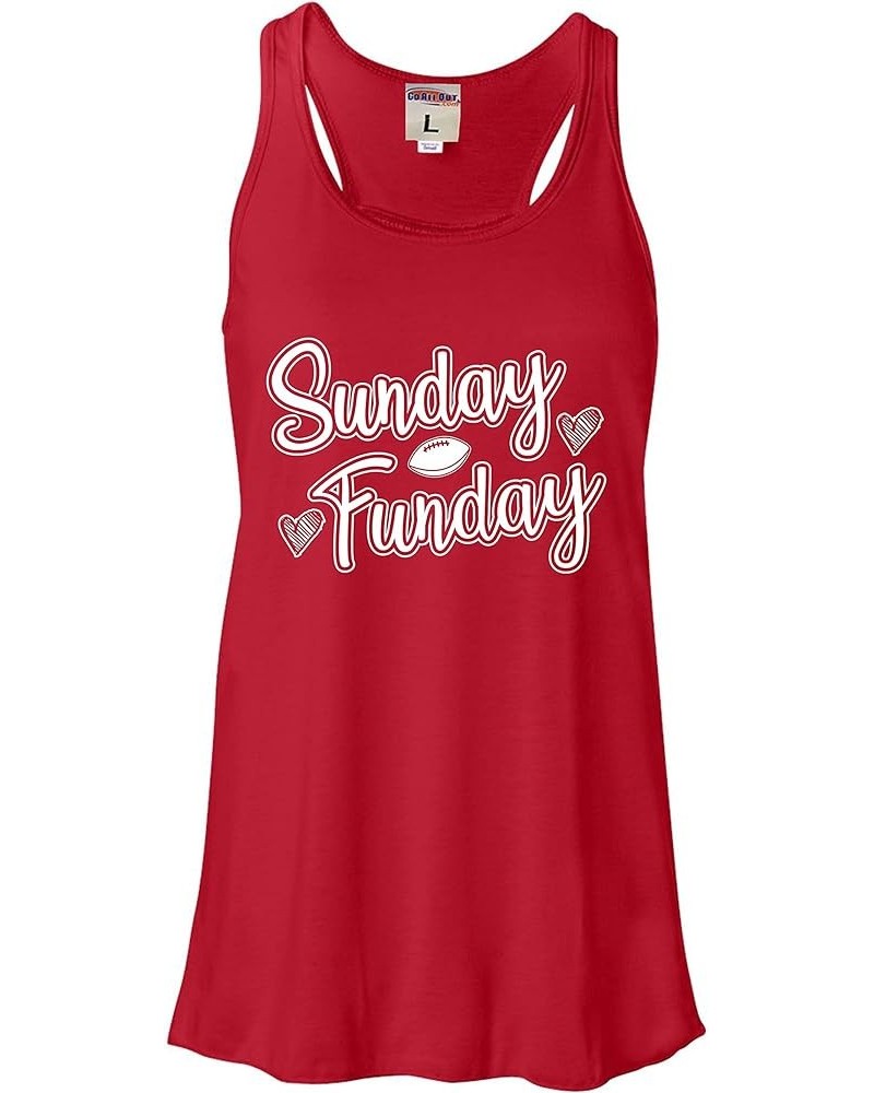 Womens Sunday Funday Cute Football Sleeveless Tank Top T-Shirt Red $10.66 Tanks