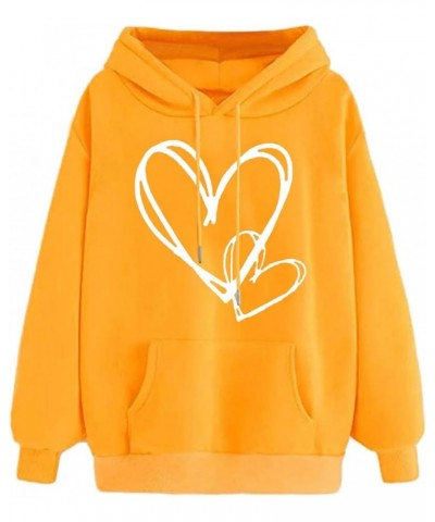 Womens Hoodies Cute Heart Graphic Sweatshirt Fashion Long Sleeve Pullover Teen Girls Soft Casual Tops Fall Outfits A3_yellow ...