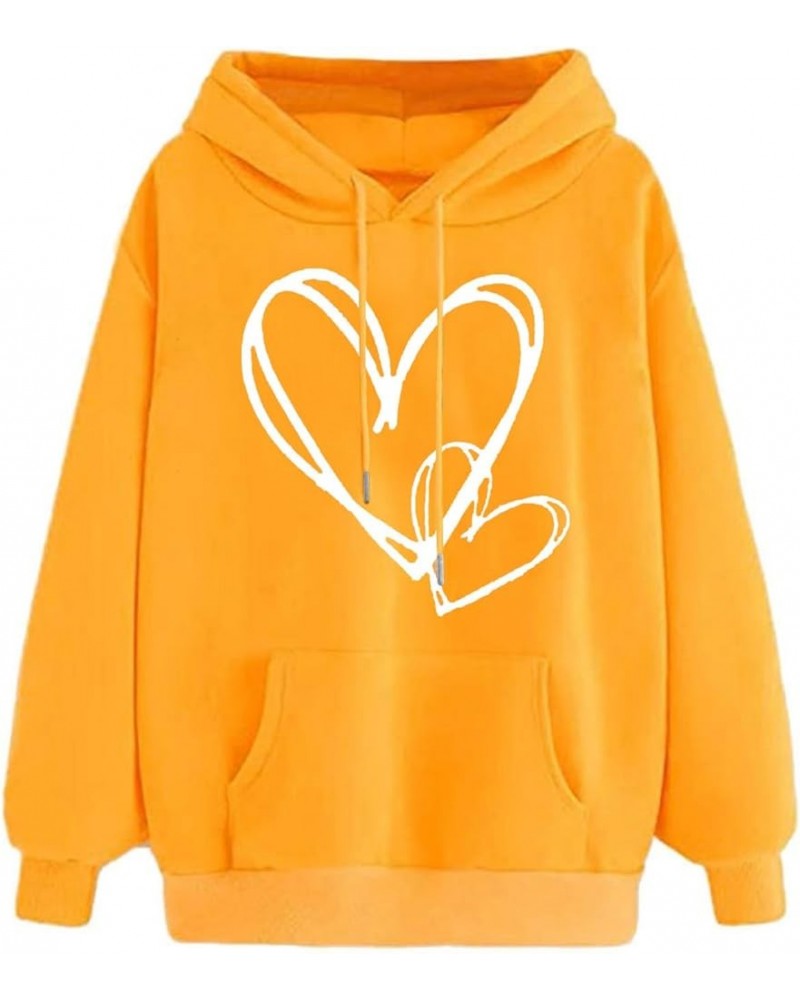 Womens Hoodies Cute Heart Graphic Sweatshirt Fashion Long Sleeve Pullover Teen Girls Soft Casual Tops Fall Outfits A3_yellow ...