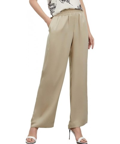 Wide Leg Pants for Women, High Elastic Waist, Silky, Flowy Long Palazzo Trousers with Pockets Casual All Day Wear 017 Khaki $...