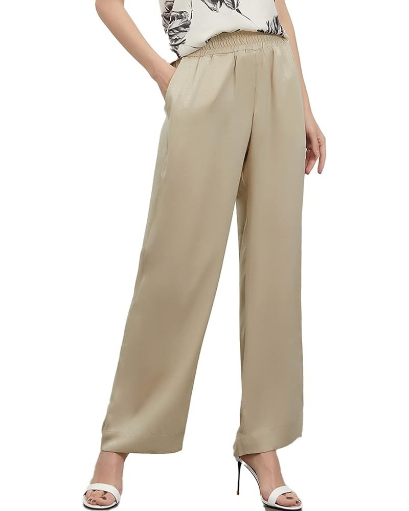 Wide Leg Pants for Women, High Elastic Waist, Silky, Flowy Long Palazzo Trousers with Pockets Casual All Day Wear 017 Khaki $...