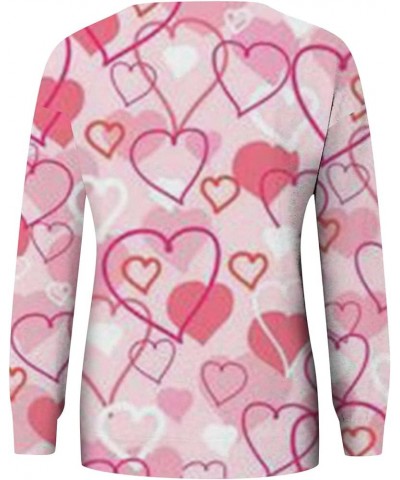 Women Valentine's Day Sweatshirts Round Neck Blouses Love Heart Graphic Pullover Tops Printed Casual Long Sleeve Shirts 4-lig...