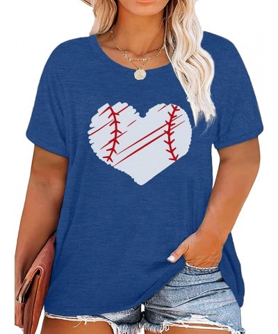 Plus Size Baseball Shirt Women Funny Baseball Graphic Tees Casual Short Sleeve Tops T-Shirts Baseball Heart Graphic $12.76 Tops