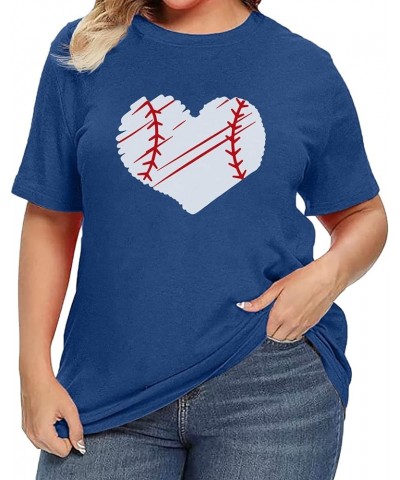 Plus Size Baseball Shirt Women Funny Baseball Graphic Tees Casual Short Sleeve Tops T-Shirts Baseball Heart Graphic $12.76 Tops