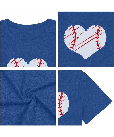 Plus Size Baseball Shirt Women Funny Baseball Graphic Tees Casual Short Sleeve Tops T-Shirts Baseball Heart Graphic $12.76 Tops