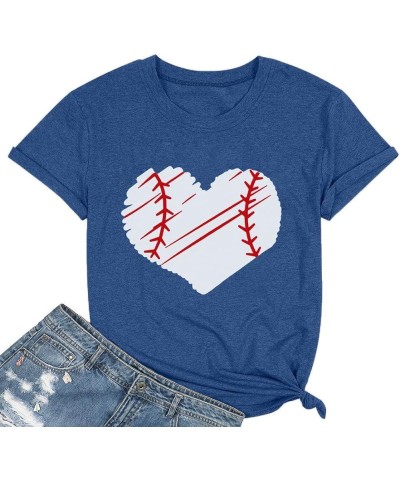 Plus Size Baseball Shirt Women Funny Baseball Graphic Tees Casual Short Sleeve Tops T-Shirts Baseball Heart Graphic $12.76 Tops