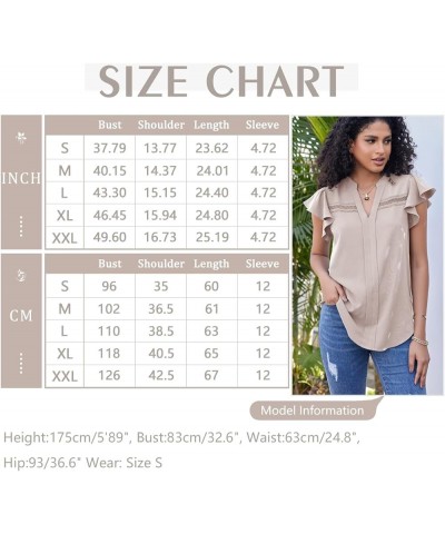 Womens Summer Tops Dressy Casual V Neck Flutter Short Sleeve Work Shirts Trendy Chiffon Blouses 2024 Apricot $14.27 Blouses