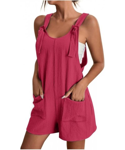 Womens Short Overalls 2024 Summer Sleeveless Romper Adjustable Strap Jumpsuit Casual Loose Bib Overalls with Pockets A05-red ...