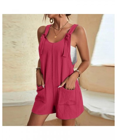 Womens Short Overalls 2024 Summer Sleeveless Romper Adjustable Strap Jumpsuit Casual Loose Bib Overalls with Pockets A05-red ...