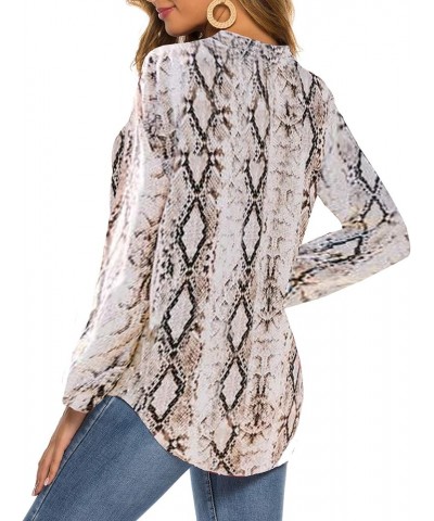 Women's Roll Up 3/4 Sleeve Floral Print V Neck Tunic Blouses Tops Shirts F-snake $11.75 Tops