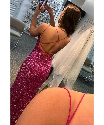 Spaghetti Straps Prom Dress with Slit Womens Dresses Long Evening Party Formal Gowns Sequin Prom Dresses Orange $27.53 Dresses