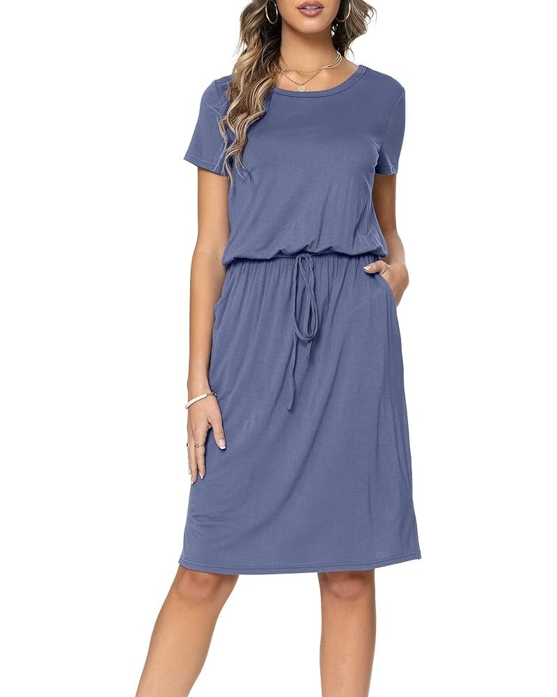 Women's Casual Hide Belly Drawstring Knee Length Dress Daybreak $15.75 Dresses