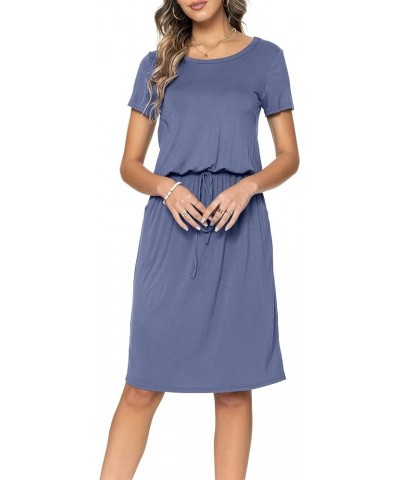 Women's Casual Hide Belly Drawstring Knee Length Dress Daybreak $15.75 Dresses