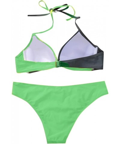 Two Piece Bikini Sets for Women High Waisted Bikini Push Up Swimsuit Halter Wrap Criss Cross Bathing Suit 04-green $7.63 Swim...