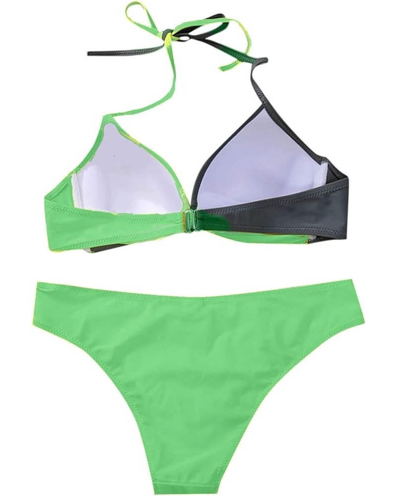 Two Piece Bikini Sets for Women High Waisted Bikini Push Up Swimsuit Halter Wrap Criss Cross Bathing Suit 04-green $7.63 Swim...