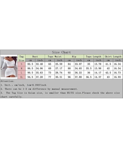 Women Bodycon Slim Fit 2 Piece Outfit Club Casual Sets Long Sleeve Crop Top and Mini Skirt - Fashion Solid Color Pink $11.12 ...