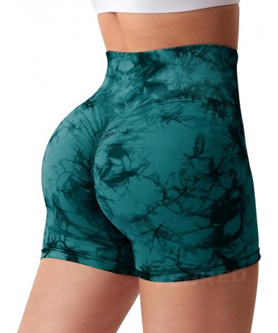 Women High Waist Workout Yoga Gym Smile Contour Seamless Cycling Shorts… 2 Tie Dye Blue Green $16.23 Activewear