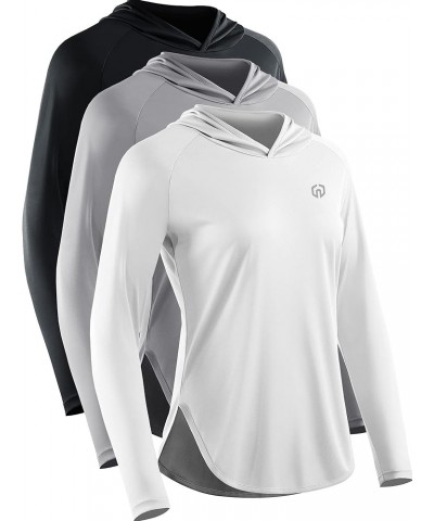 Women's Dry Fit Athletic Running Shirt Sun Protection Workout Shirts 8090 Black/Grey/White,3 Pack $15.34 Activewear