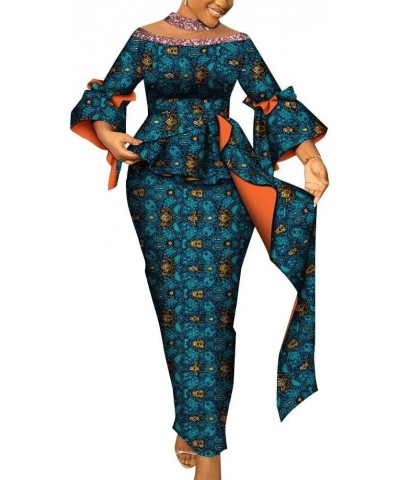 African Clothes for Women Two Piece Set Floral Print Ankara Dashiki Top and Skirt Suit Plus Size African Evening Clothing C3 ...