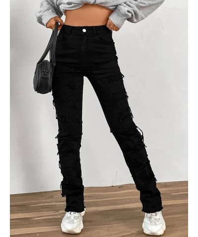 Skinny Jeans for Women High Waist Stacked Distressed Ripped Y2K Denim Pants Pull On Stretch Jeans Petite Mom Jeans Skinny-bla...