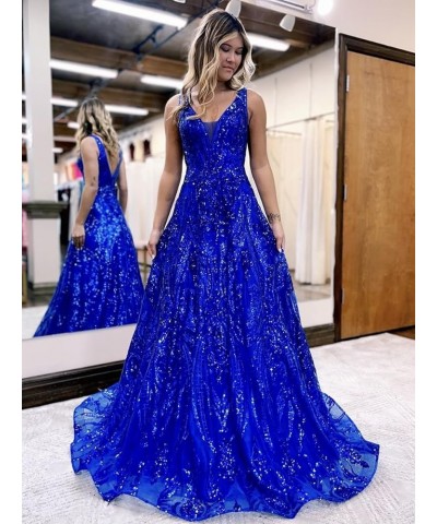 Sparkly Sequin Prom Dresses for Women V Neck A Line Evening Formal Gown 2024 Desert Rose $31.20 Dresses