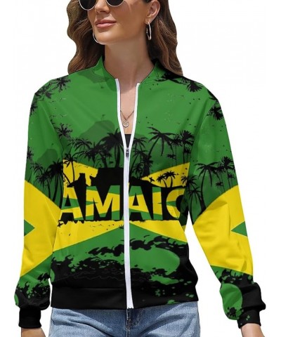 Jamaica Flag Women's Zipper Jacket Women Sweatshirts Print Hoodie Autumn Long Sleeve Tops L Large White-3 $18.22 Hoodies & Sw...